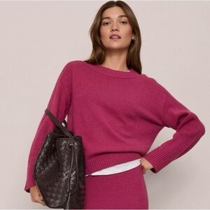 ANN TAYLOR XS RIBBED SWEATER LONG SLEEVE CREW PINK STRAWBERRY SHORTCAKE NWOT